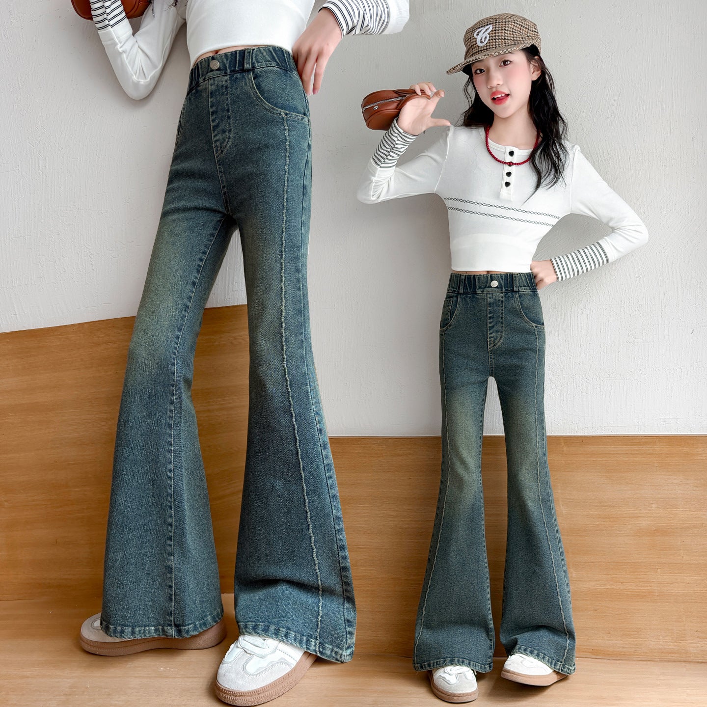 Charming Girls' Flared Jeans Pants