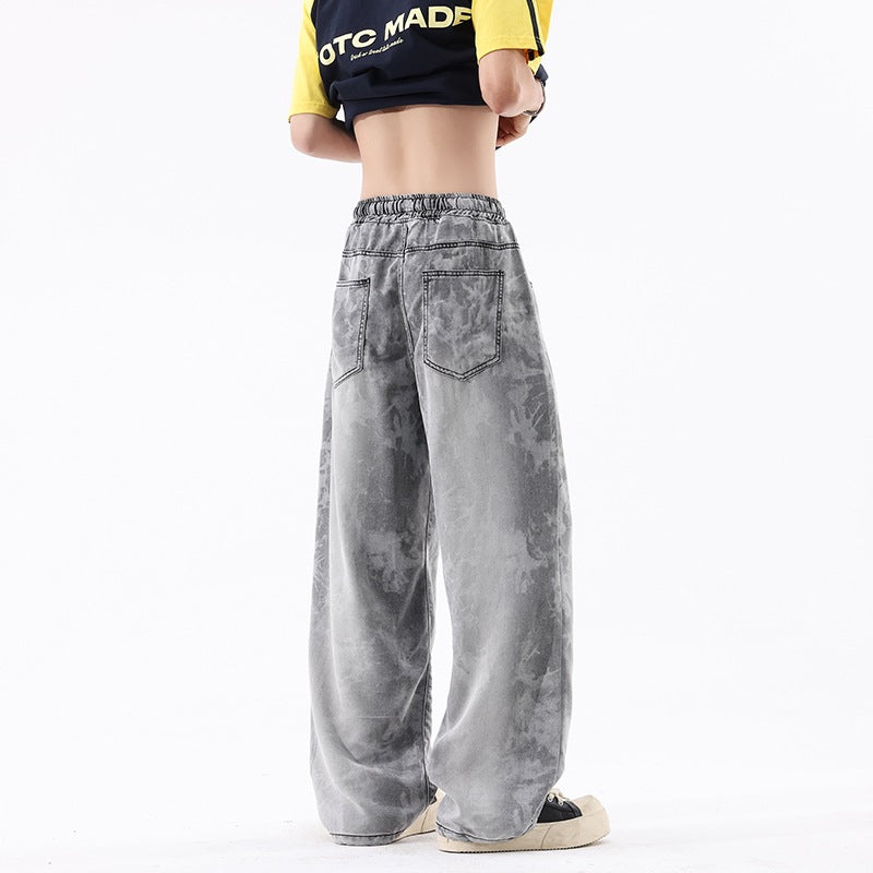 Linen-like Rayon Denim Pants Men Retro Long Pants