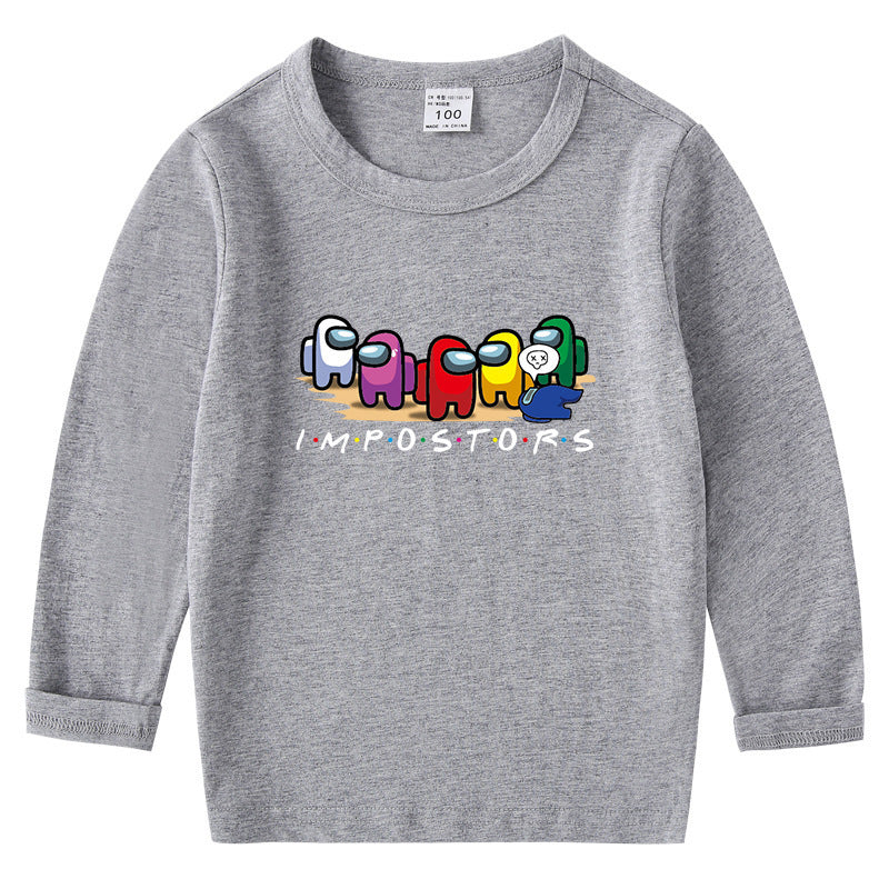Children's cotton T-shirt round neck base long sleeved top