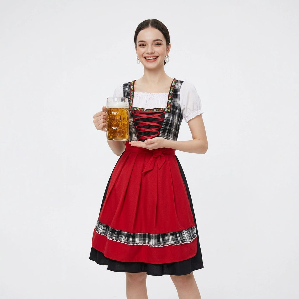 German Bavarian Traditional Dirndl Dress Beer Festival Maid Costume Cosplay Stage Performance Outfit