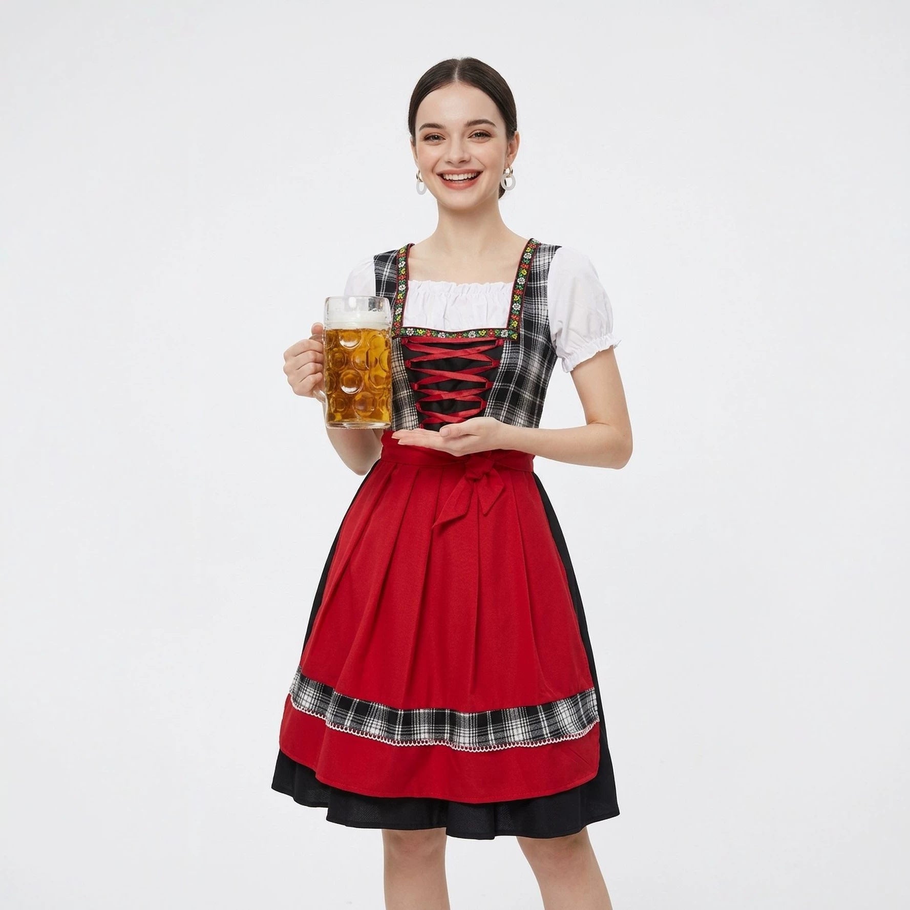 German Bavarian Traditional Dirndl Dress Beer Festival Maid Costume Cosplay Stage Performance Outfit