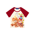 Women's Loose Round Neck Casual Short Sleeve Shirt with Cute Bear Print