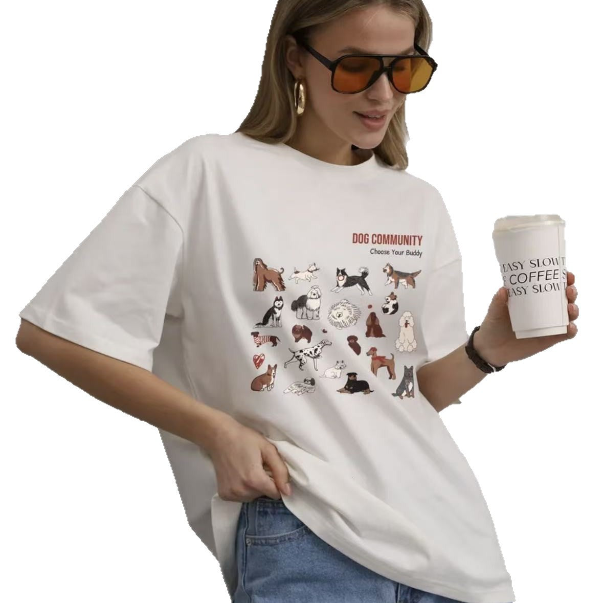 Animal print loose T-shirt top