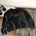 Retro Whitewashed Back Letter Sand Washed Hoodie Top