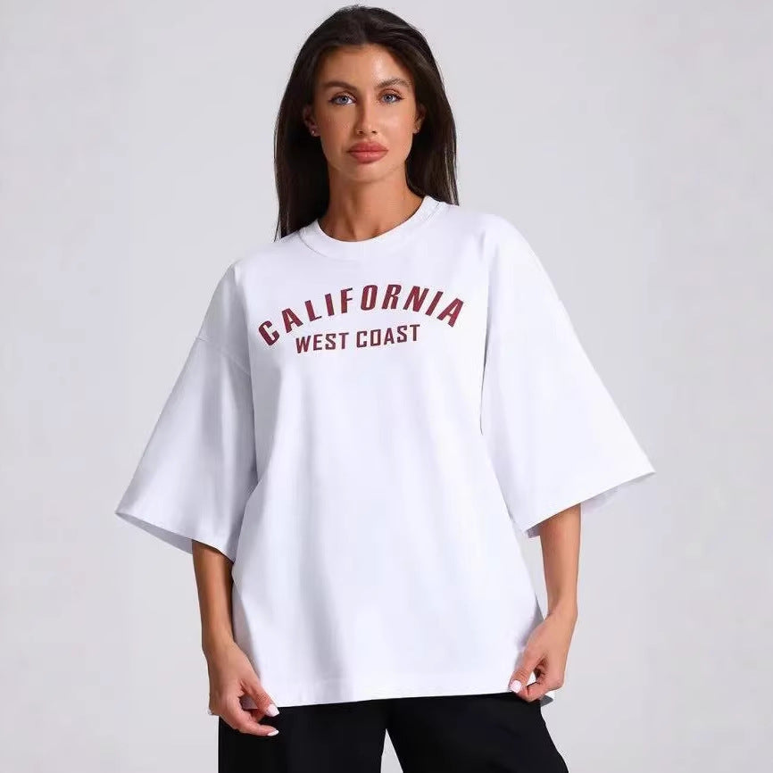 Letter pattern loose short sleeved T-shirt for women