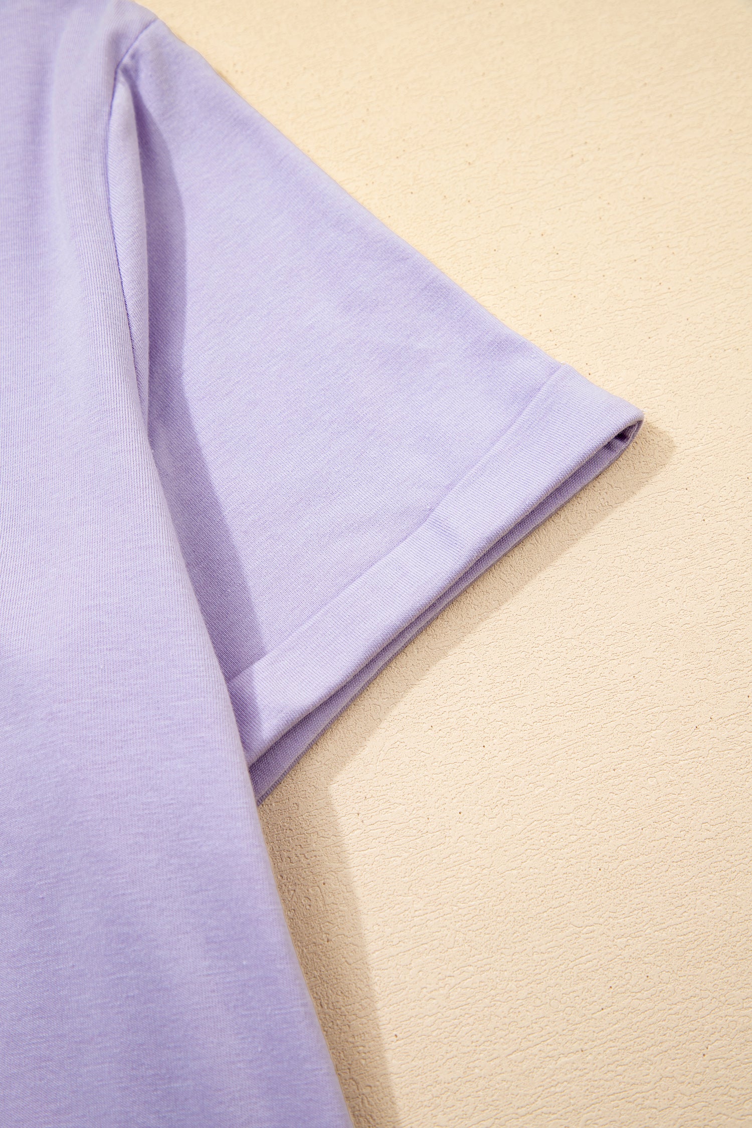 Sachet Pink Solid Color Basic Crew Neck Plain Tee