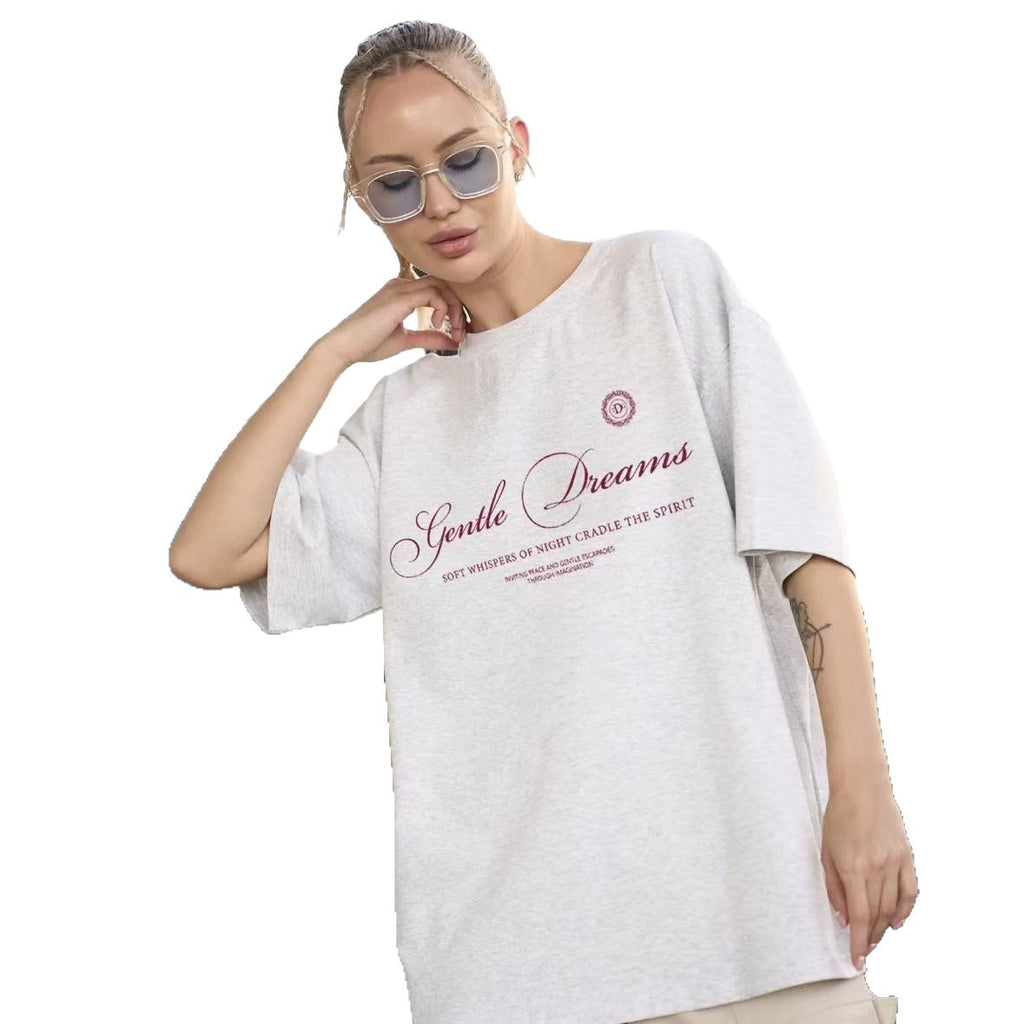 Loose letter short sleeved top for women