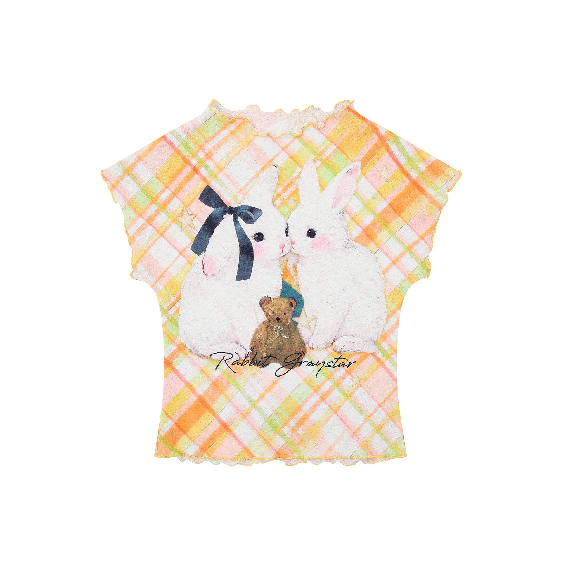 Women's Loose Round Neck Short Sleeve Cartoon Rabbit Print T-Shirt