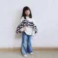 Wide Leg Jeans for Girls, Color-blocked Denim Pants