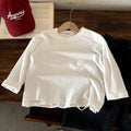 Boys' cotton ripped hoodie with round neck and long sleeved top