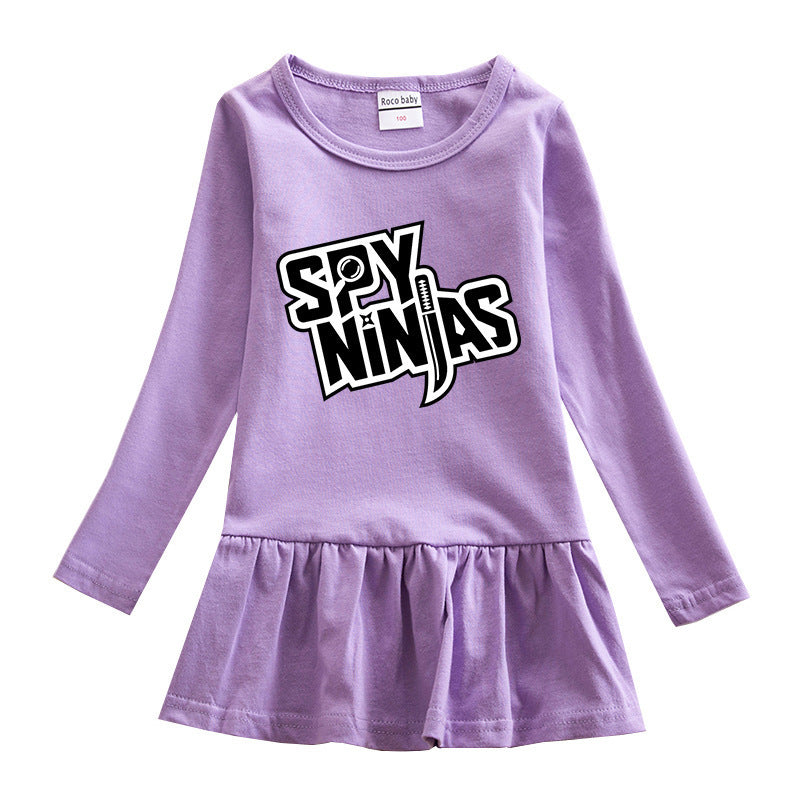 Girls' round neck cotton dress