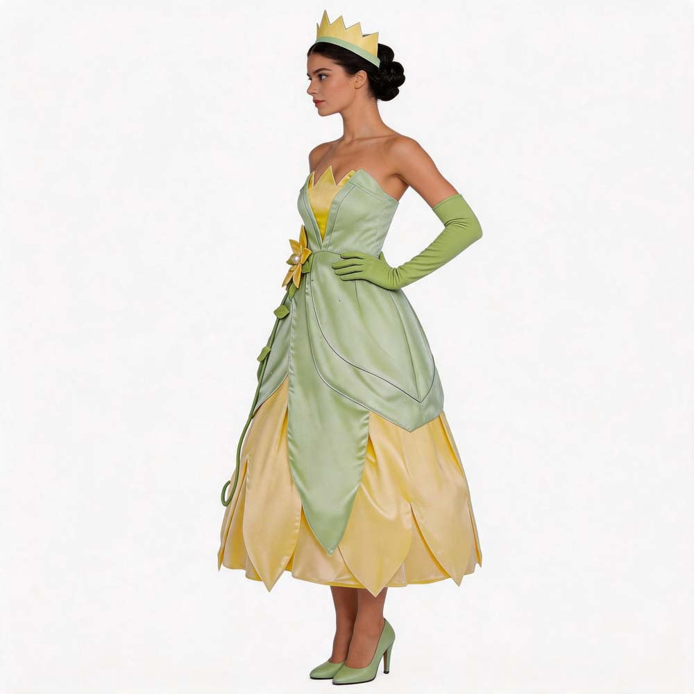 Fairy Tale Style Frog Prince Princess Theme Sleeveless Tiana Princess A-Line Dress