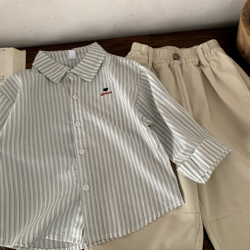 Children's striped shirt versatile top jacket
