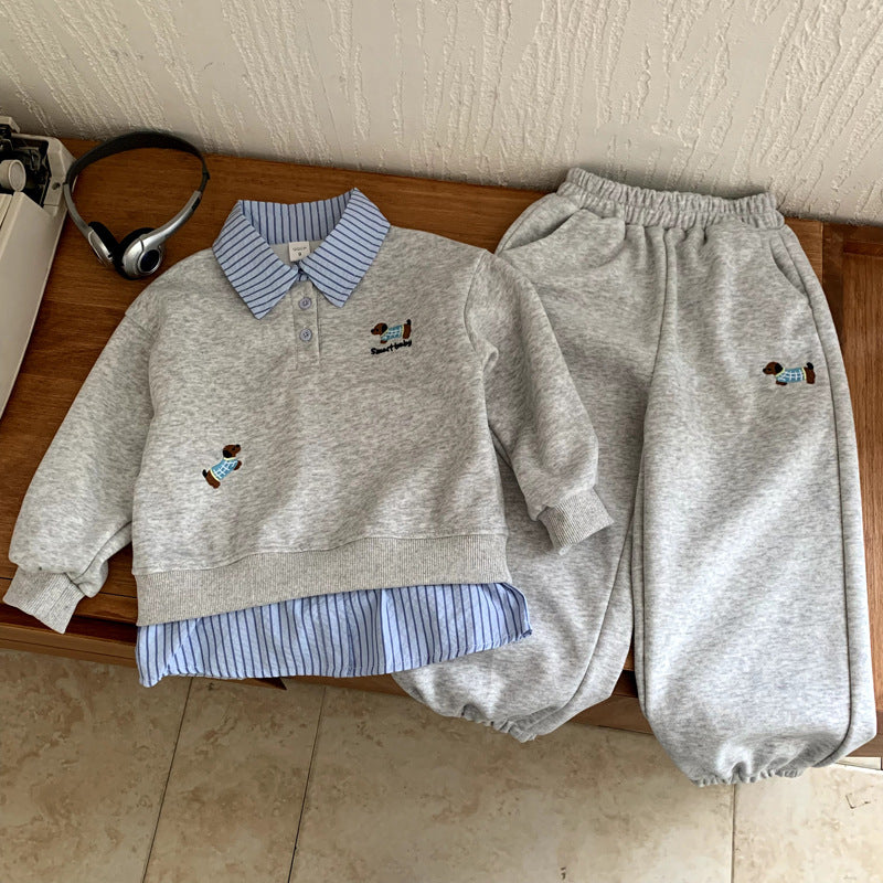 Boys' set baby hoodie two-piece set autumn style