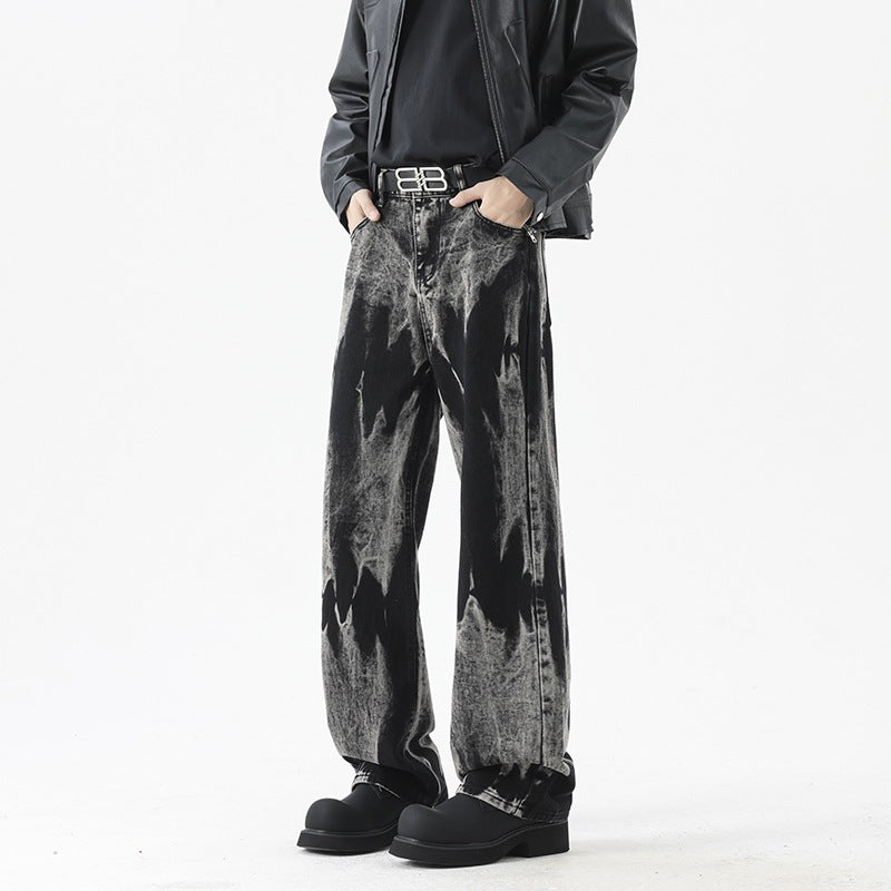 Vibe Style Gradient Black Denim Pants Men