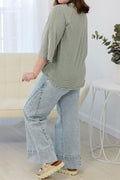 Beau Blue Solid Paneling Loose Fit Plus Size Jeans