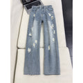 Ripped Design Wide Leg Denim Pants Men