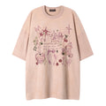 Graffiti teddy bear printed short sleeved shirt