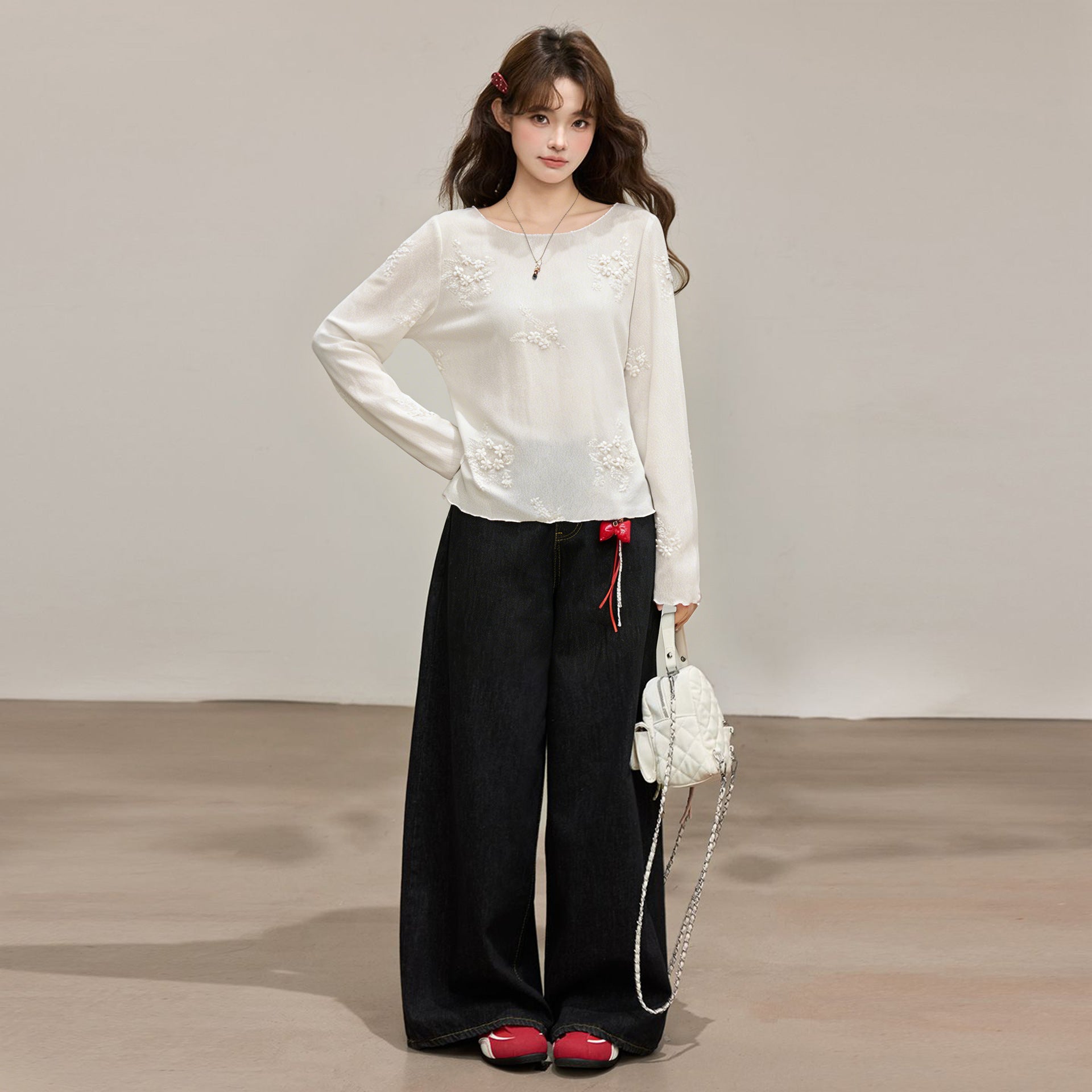 White Semi-Transparent Lightweight Long Sleeve Cover-Up T-Shirt for Women