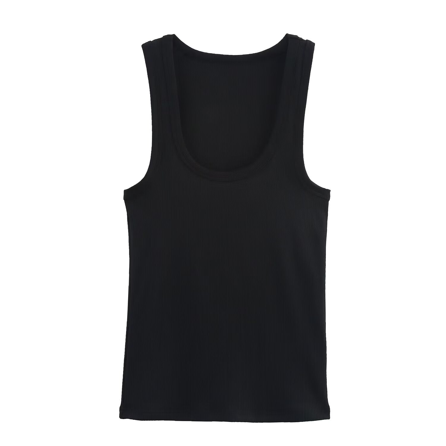 Tight fitting round neck tank top