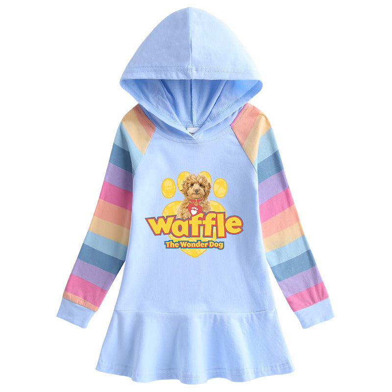 Cotton Cartoon Rainbow Girls' Dress