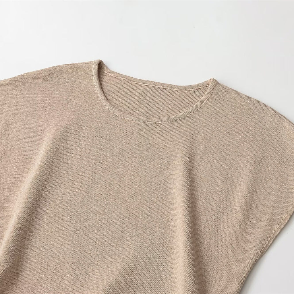 Sleeveless round neck side hollowed out decorative top