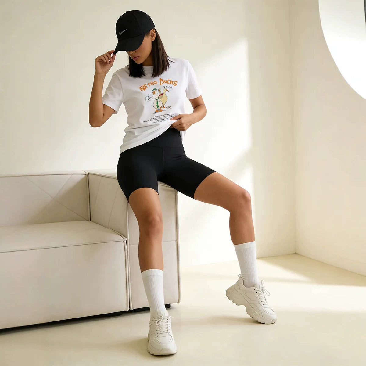 Duck print short sleeved T-shirt for women