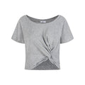 Women's Knitted Ribbed Fitted Wide Neck T-Shirt Short Crop Casual Short Sleeve