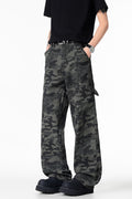 Street Style Camouflage Denim Pants Men Loose Straight Leg Floor-Length Cargo Pants
