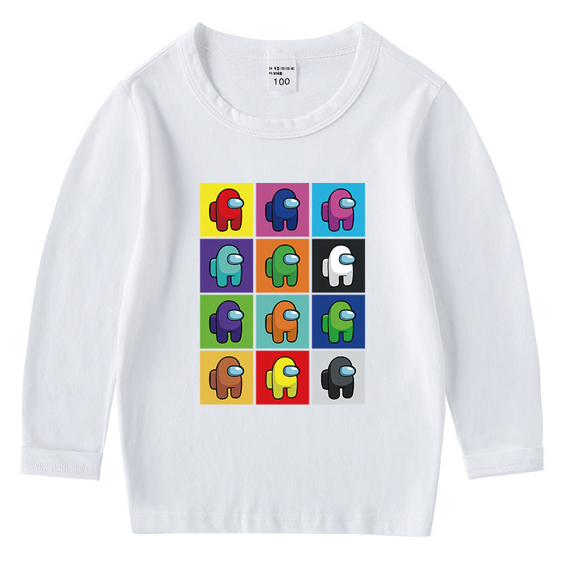Children's cotton T-shirt round neck base long sleeved top
