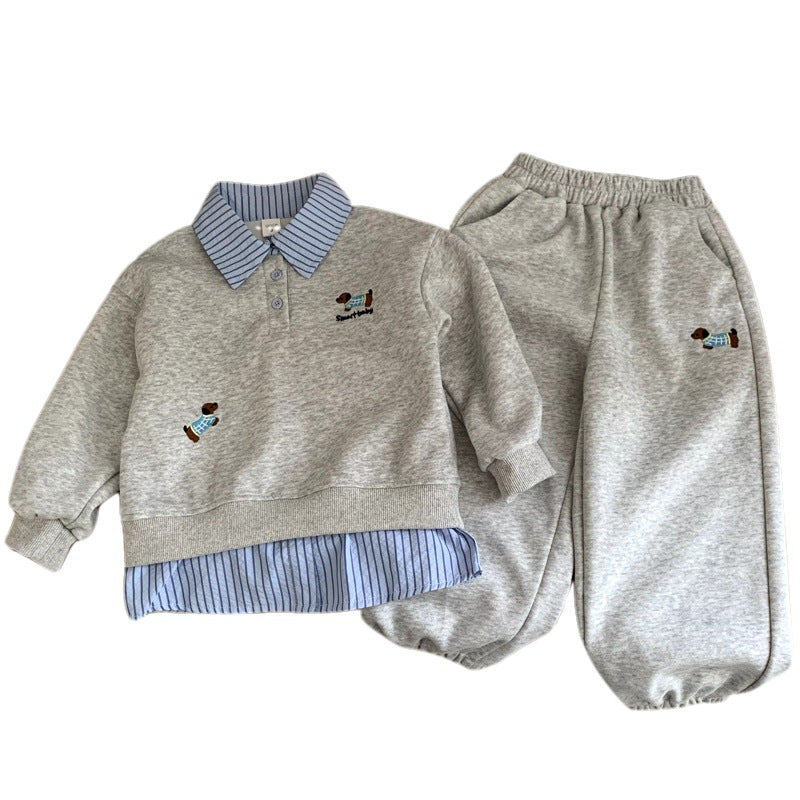 Boys' set baby hoodie two-piece set autumn style