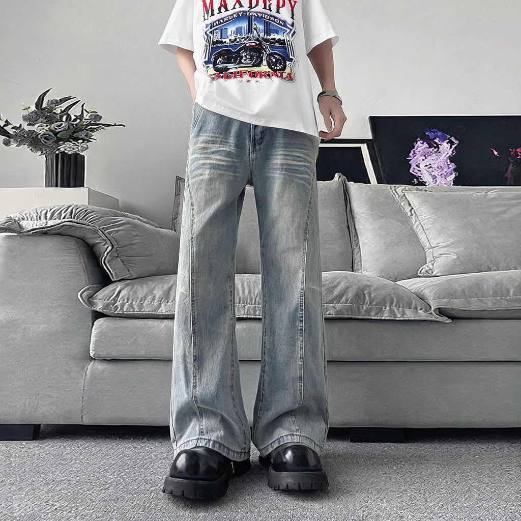 Street Style Slim Fit Straight Leg Jeans for Men