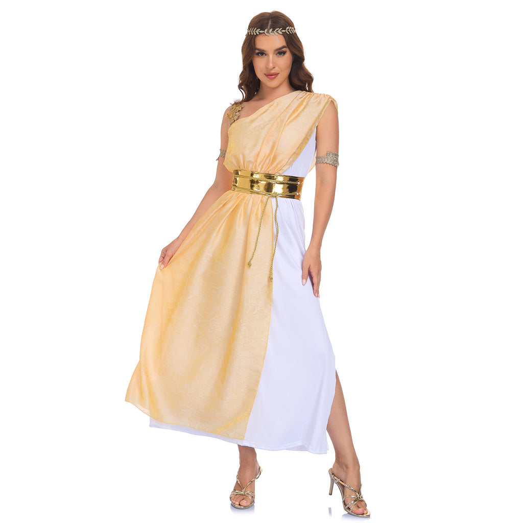 Medieval Athena Greek Goddess Costume Halloween Cleopatra Cosplay Party Stage Performance Dress