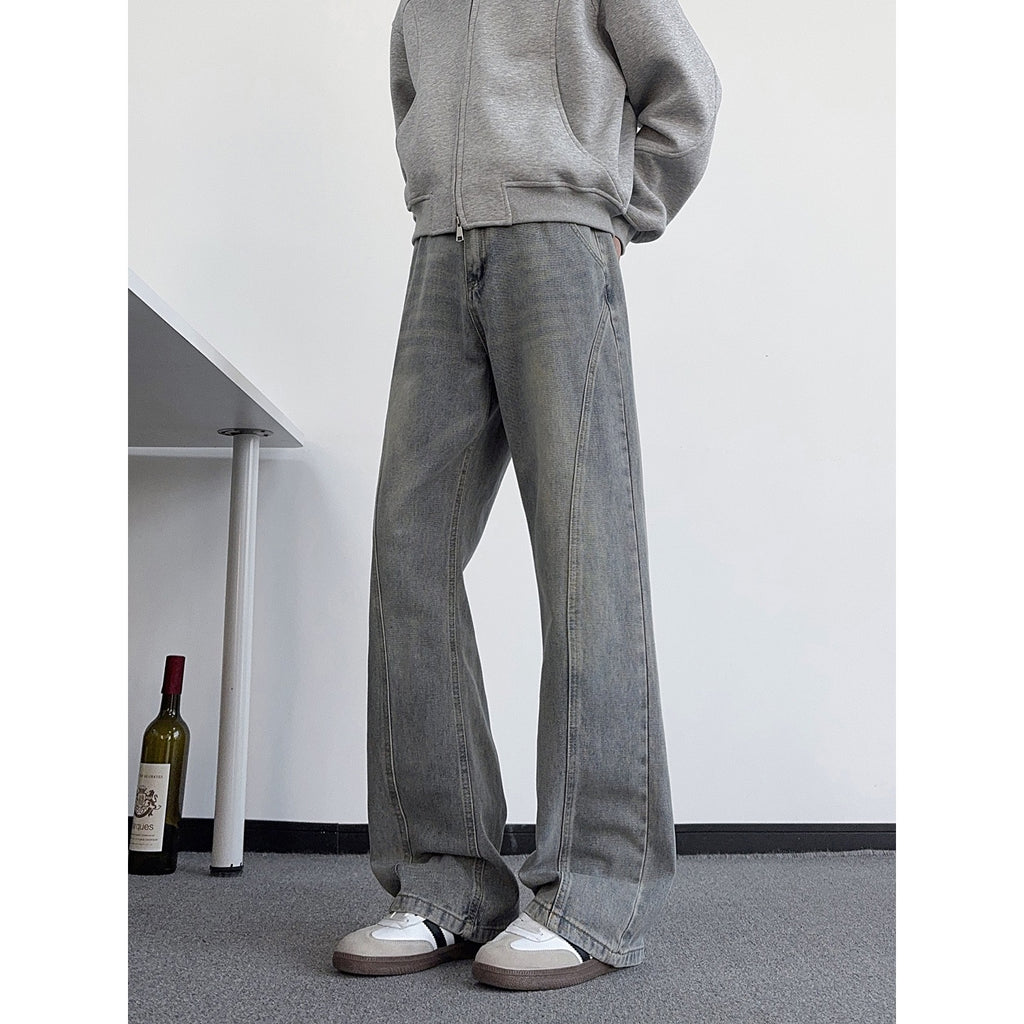 Jeans Men's Trendy Cool Vibe Pants Slim Straight Leg Slightly Flared Trousers