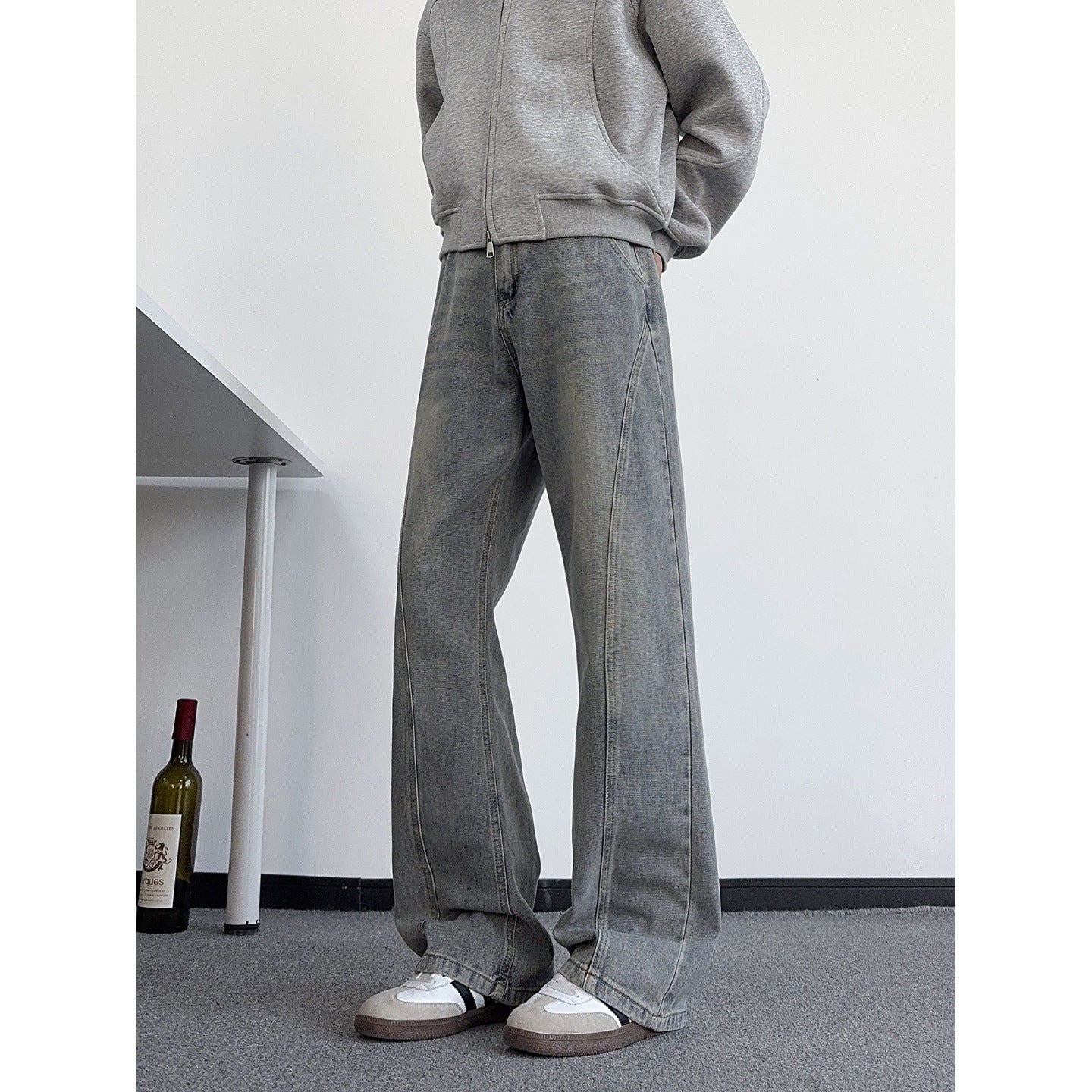 Jeans Men's Trendy Cool Vibe Pants Slim Straight Leg Slightly Flared Trousers