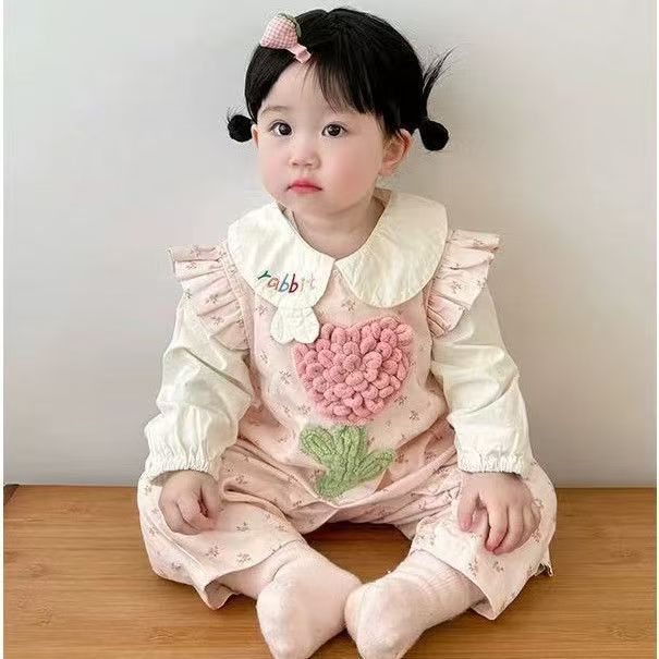 Cute Baby Girl Overalls Set, Sweet and Stylish Two-Piece