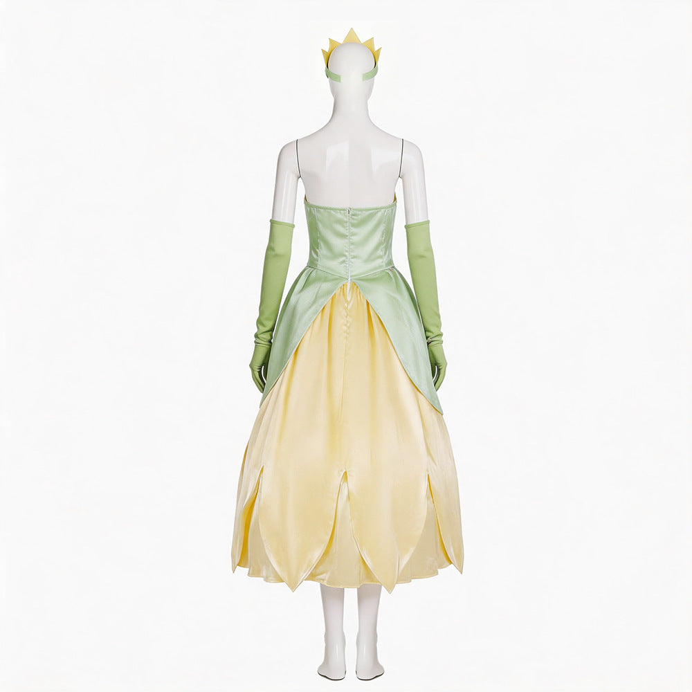 Fairy Tale Style Frog Prince Princess Theme Sleeveless Tiana Princess A-Line Dress
