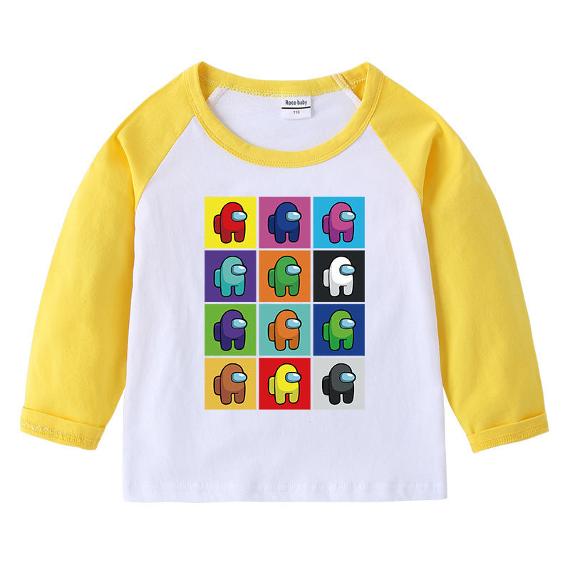 Children's T-shirt with round neck cartoon long sleeves