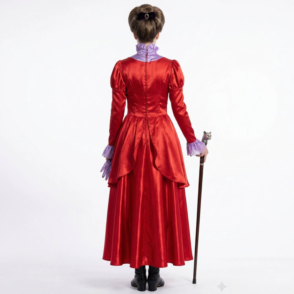 Halloween Queen Cosplay Costume Adult Alice in Wonderland Queen of Hearts Court Long Dress