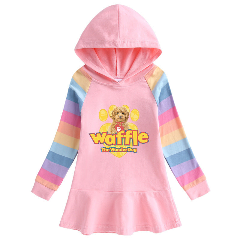 Cotton Cartoon Rainbow Girls' Dress