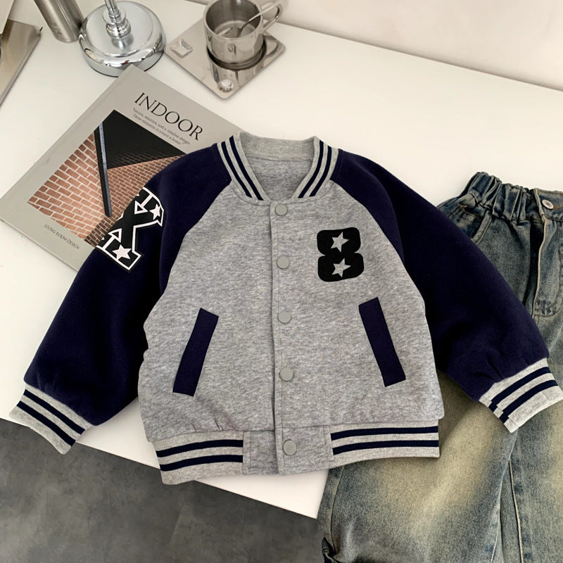 Boys' baseball jacket for spring and autumn wear