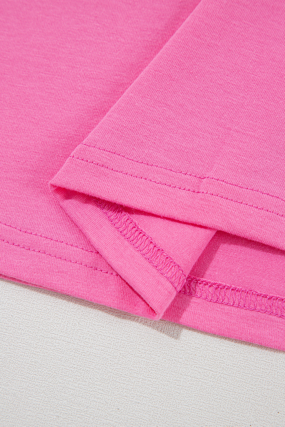 Sachet Pink Solid Color Basic Crew Neck Plain Tee