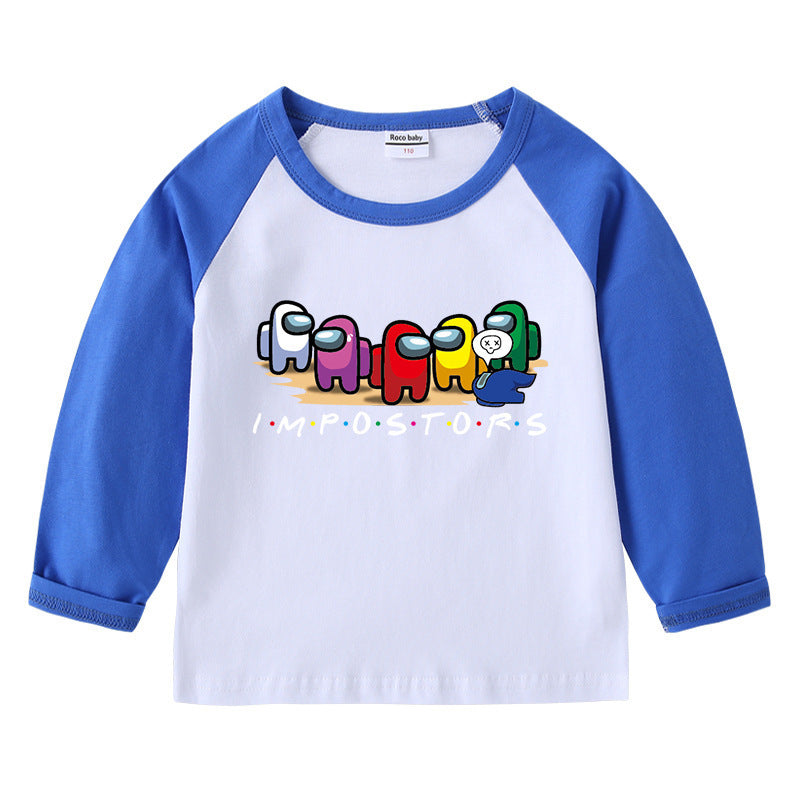 Children's round neck cartoon long sleeved shirt