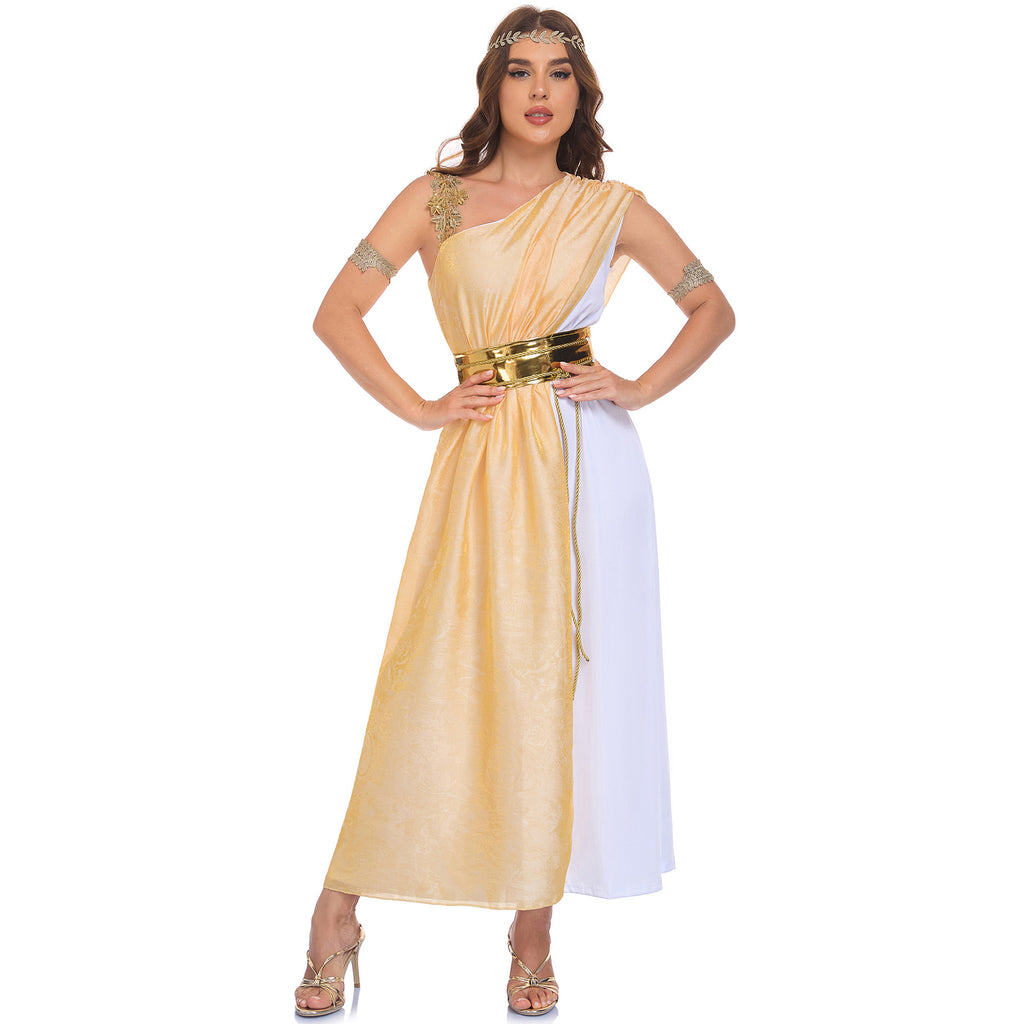 Medieval Athena Greek Goddess Costume Halloween Cleopatra Cosplay Party Stage Performance Dress