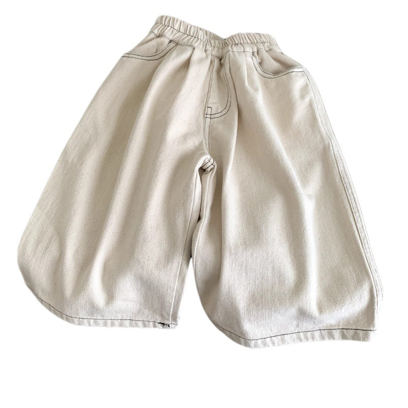 Wide leg curved knife pants for girls loose pants