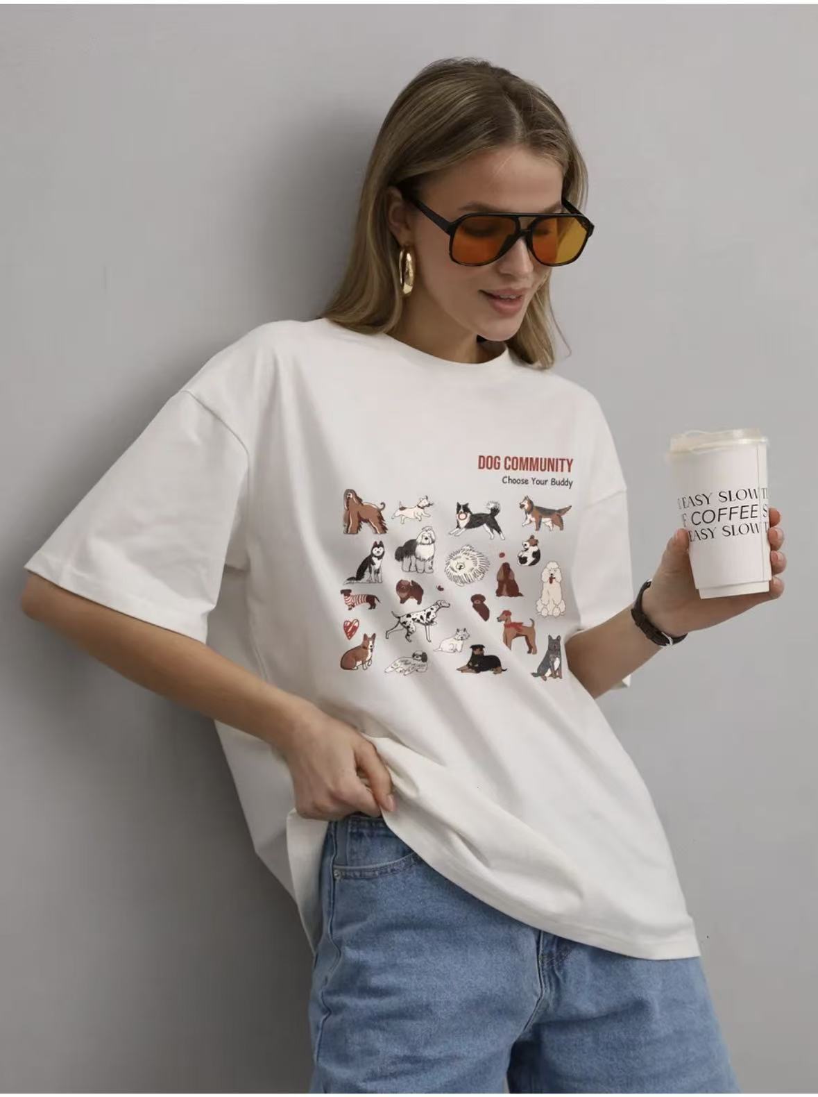 Animal print loose T-shirt top
