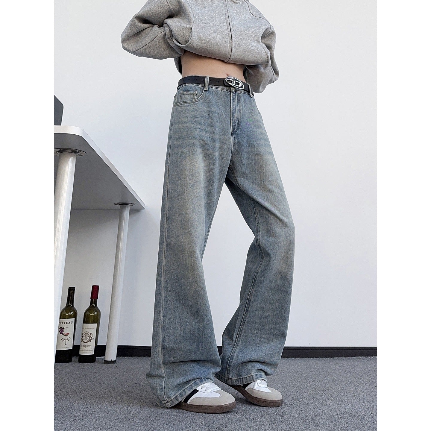 Street Style Slim Fit Flared Denim Pants for Men