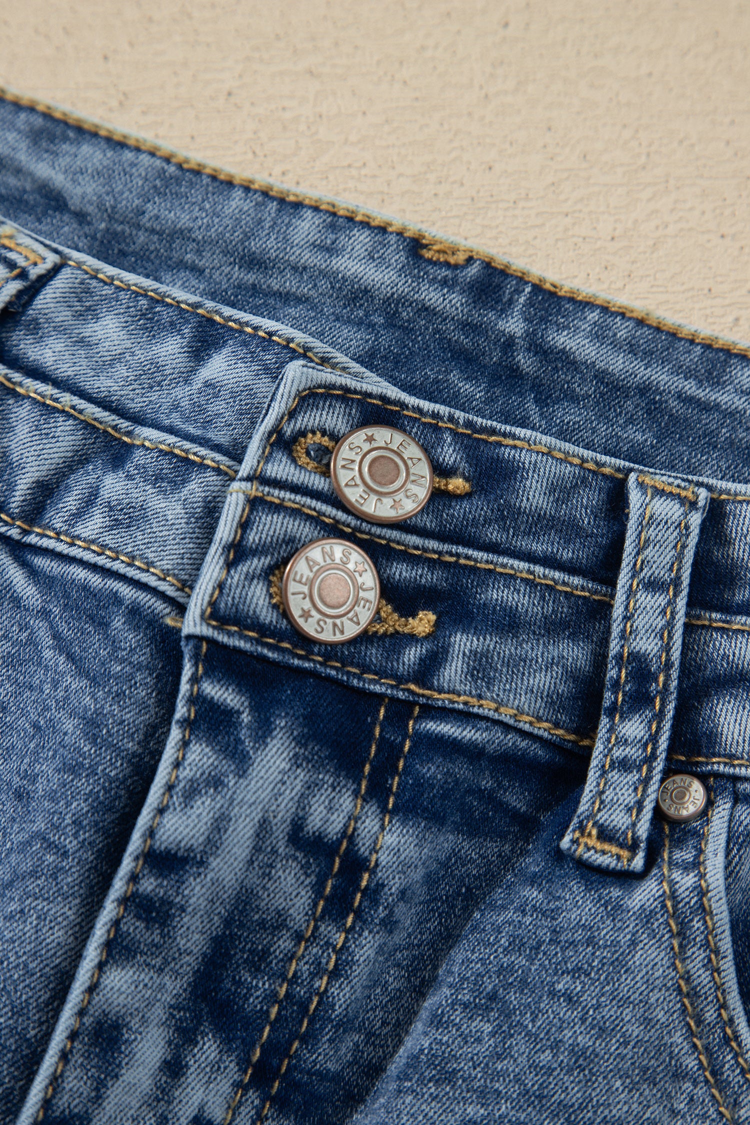 Sail Blue Acid Wash Pocket Detail Flare Jeans
