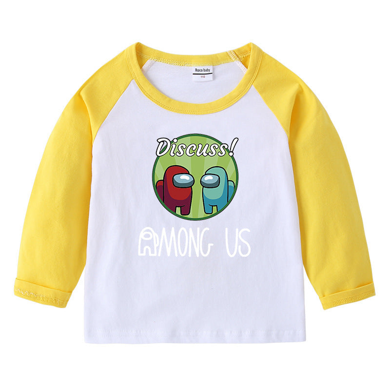 Children's T-shirt round neck cartoon long sleeved top