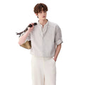 Two-Piece Stand Collar Short Sleeve Shirt for Men